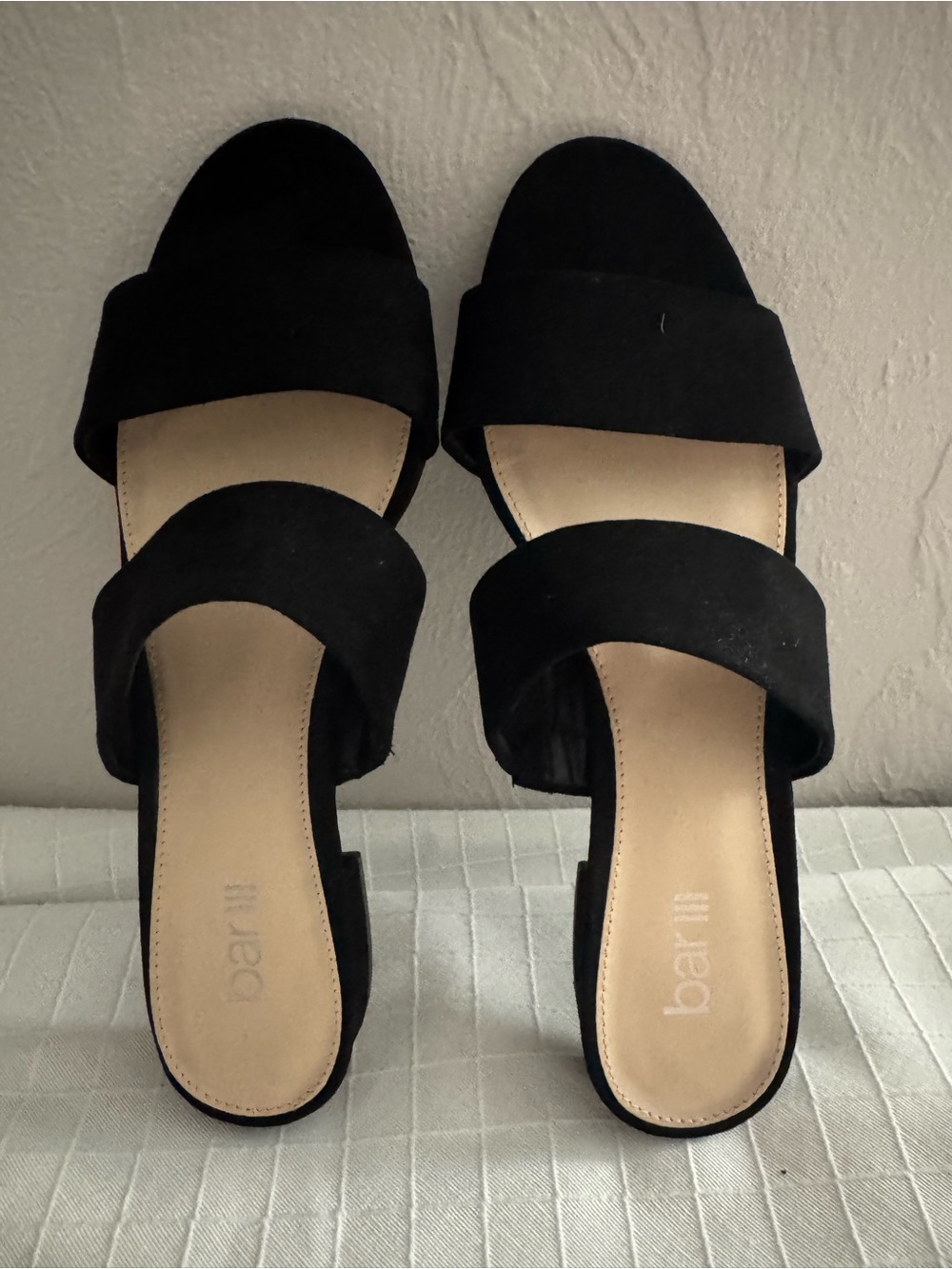 Bar III DreamerF Black Double-Band Slide Mules 9M